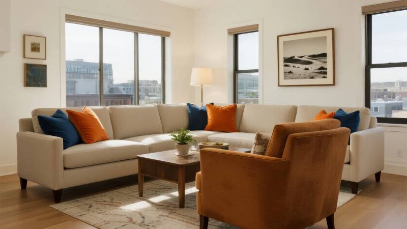 现代客厅温馨布置图片