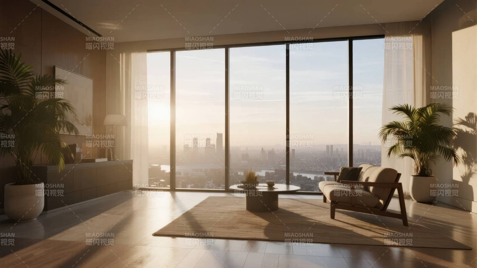 现代都市客厅美景图片