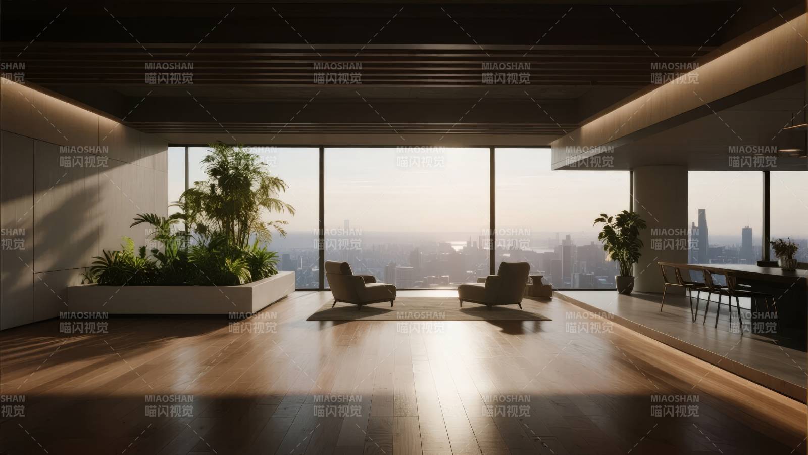 都市全景客厅图片