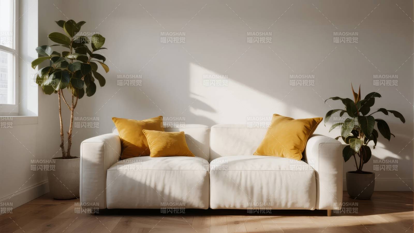 简约客厅沙发绿植图片