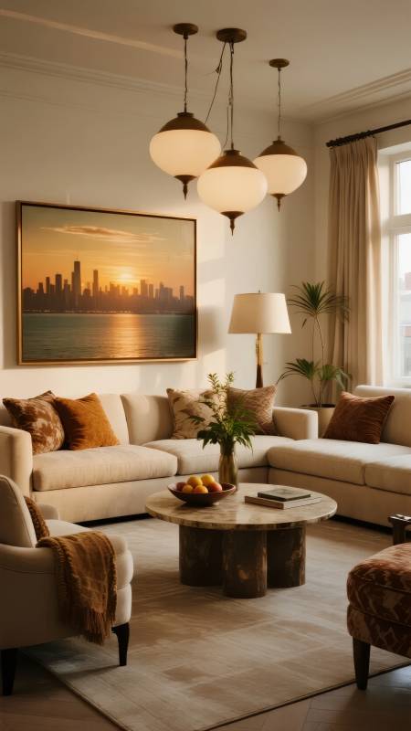 温馨客厅 夕阳画境图片