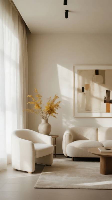 极简客厅光影美学图片