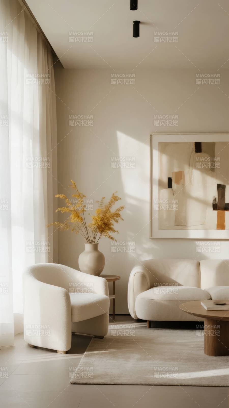 极简客厅光影美学图片