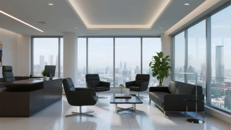 现代办公室全景图片