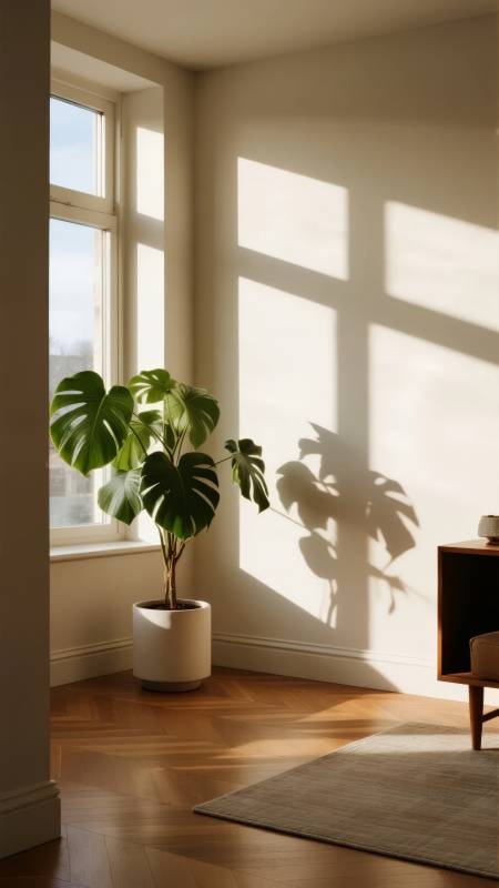 阳光下的绿植角落图片