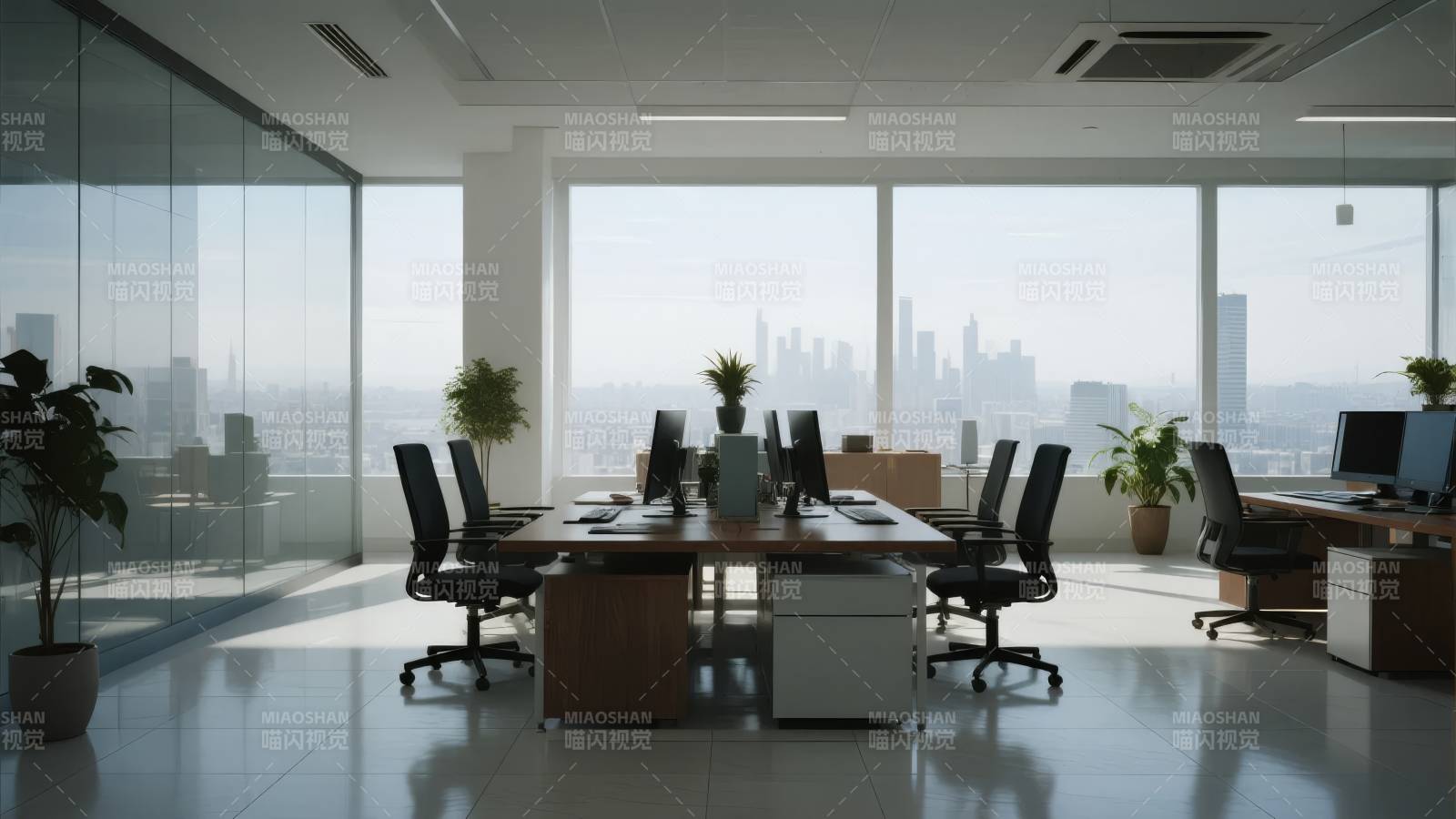 现代办公室全景图片