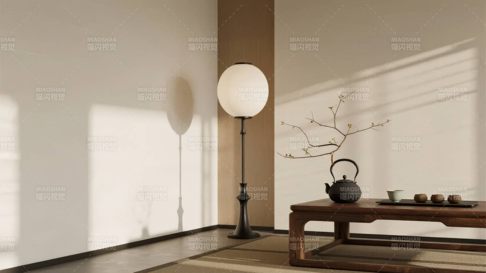 静谧茶室光影图片