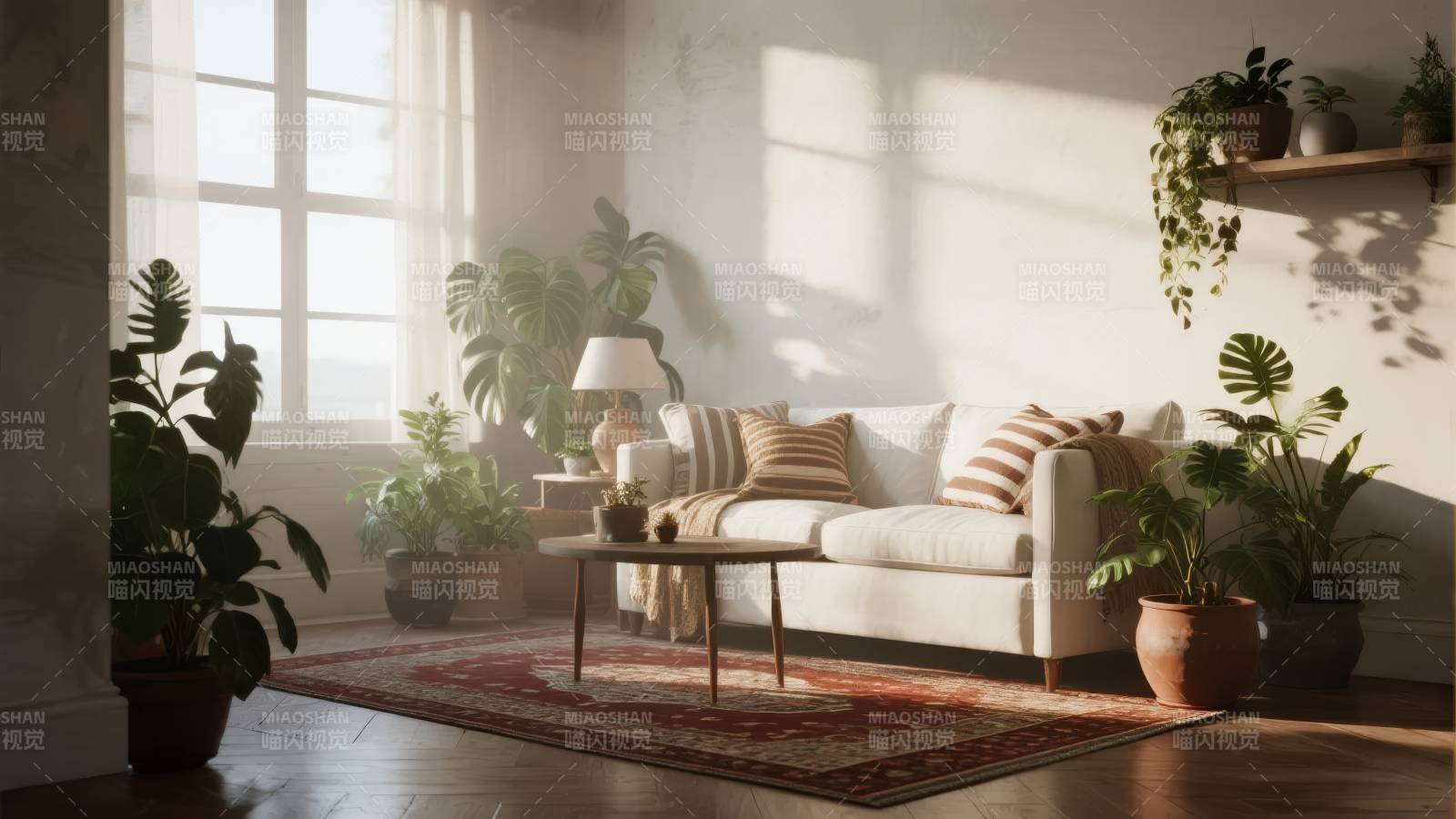 阳光客厅绿植环绕图片