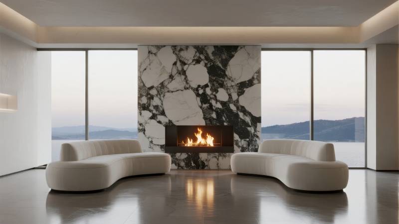 现代客厅壁炉景图片