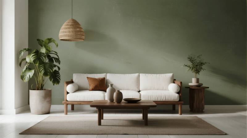 简约客厅绿意盎然图片