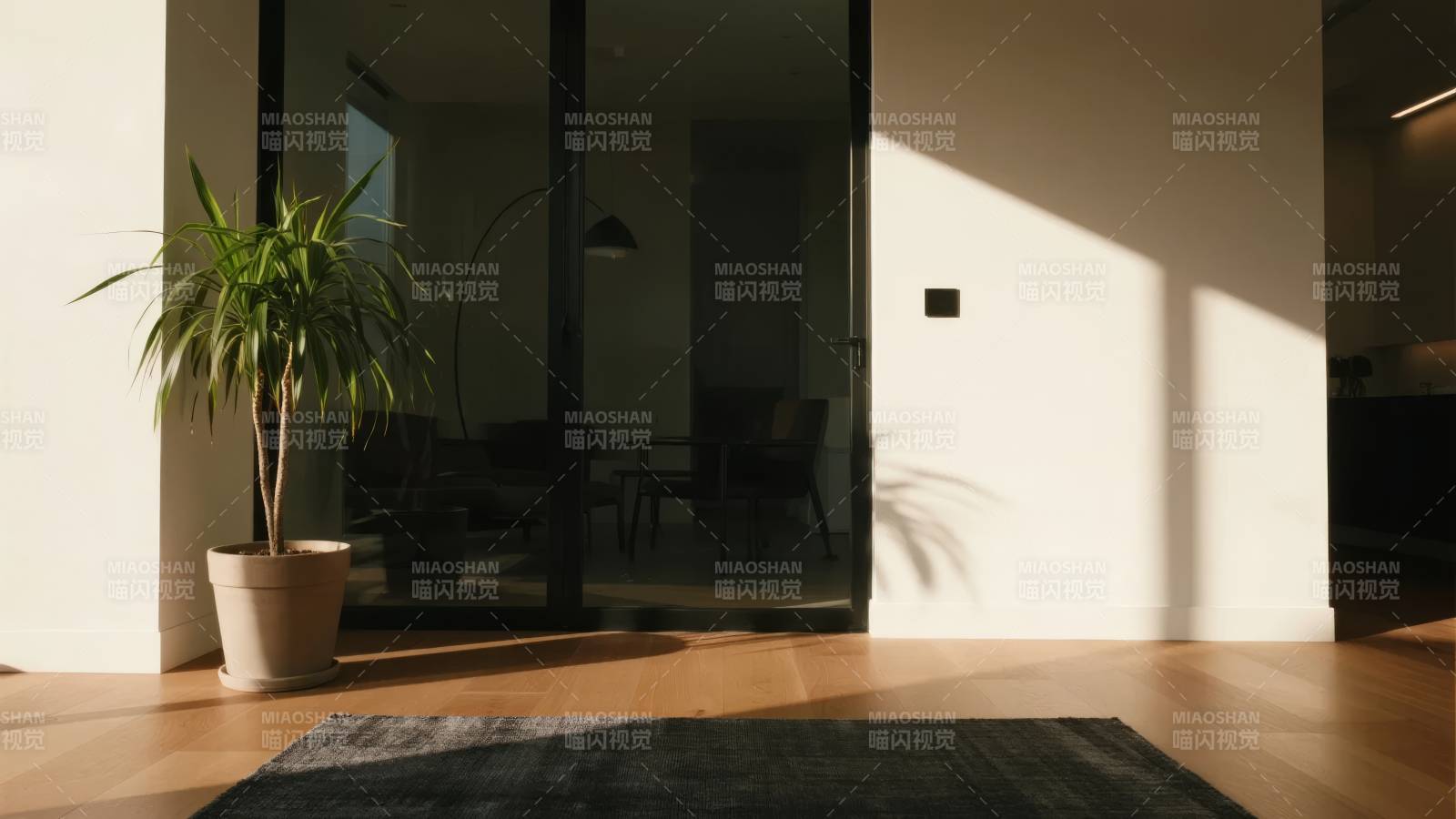 阳光下的现代客厅图片