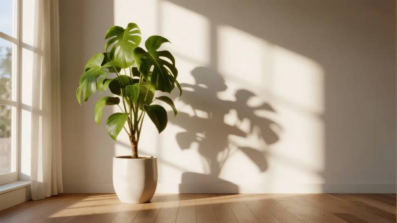 阳光下的绿植影图片