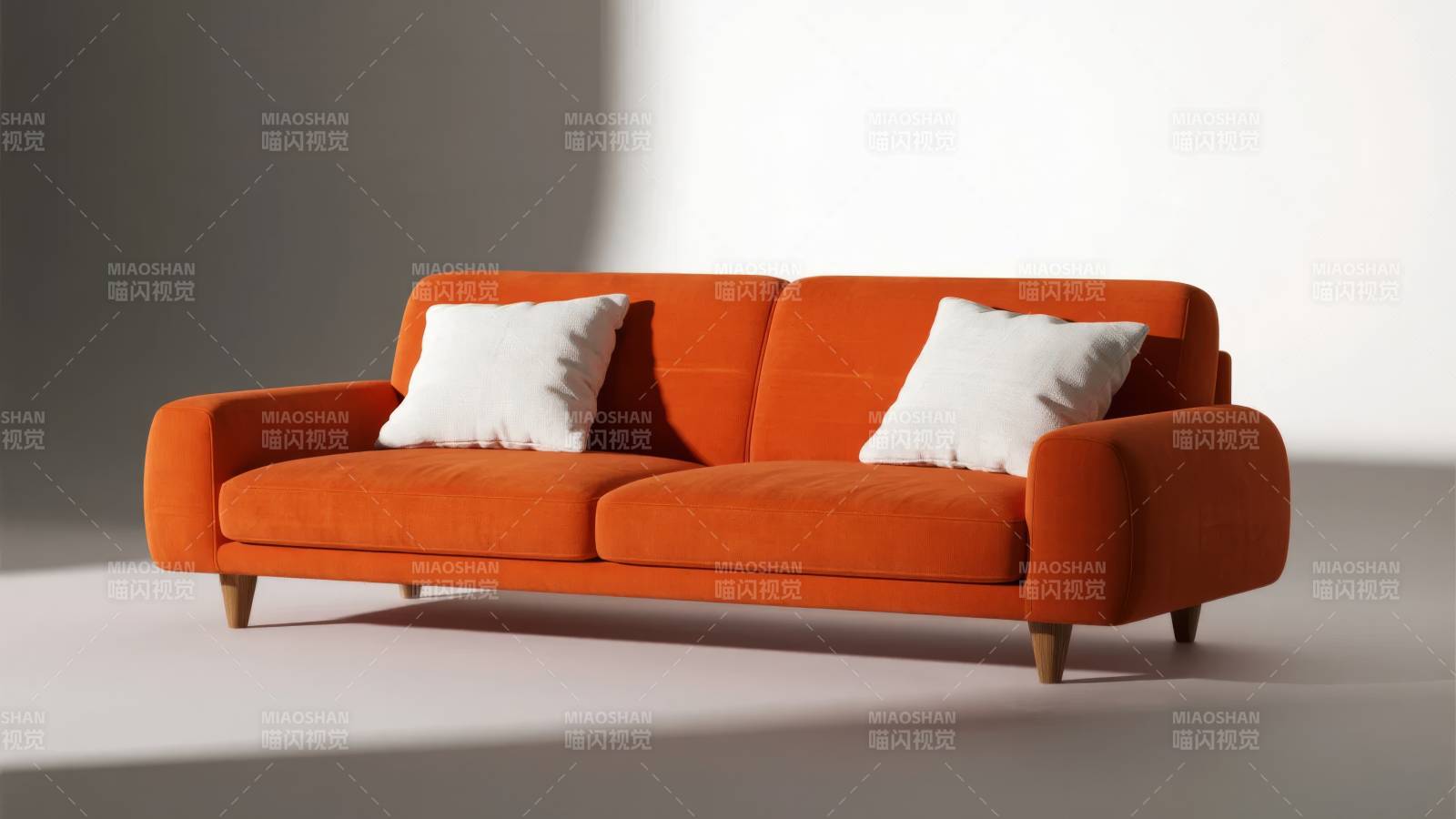 橙色沙发简约风图片