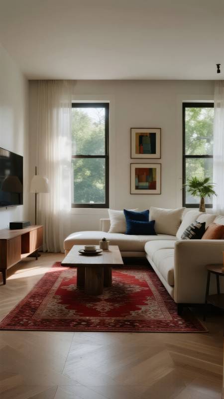 现代客厅温馨布置图片