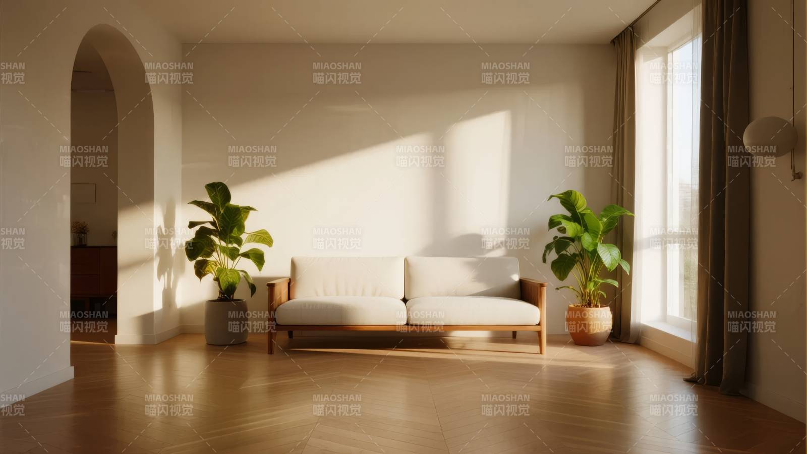 阳光洒满的简约客厅图片