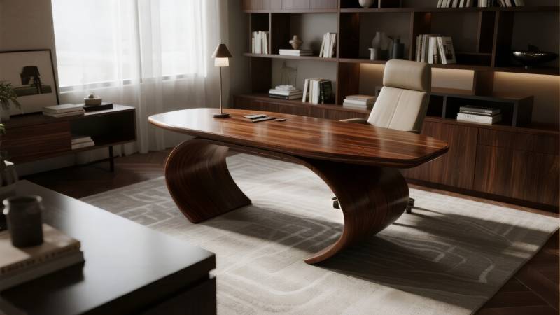 现代书房办公桌图片