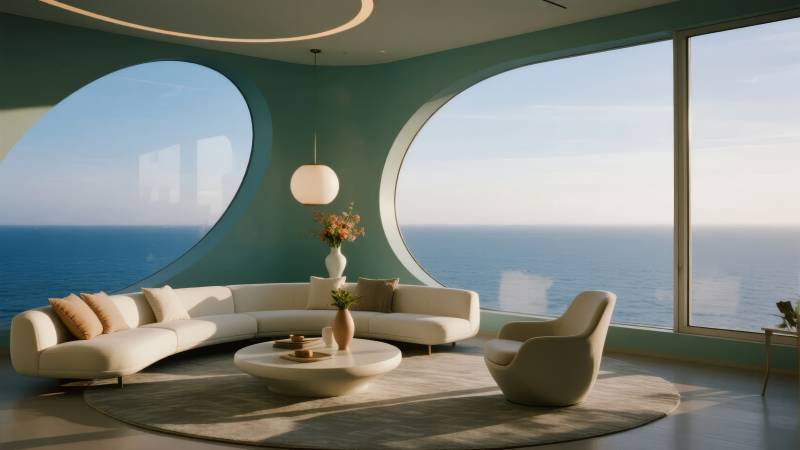 海景现代客厅图片