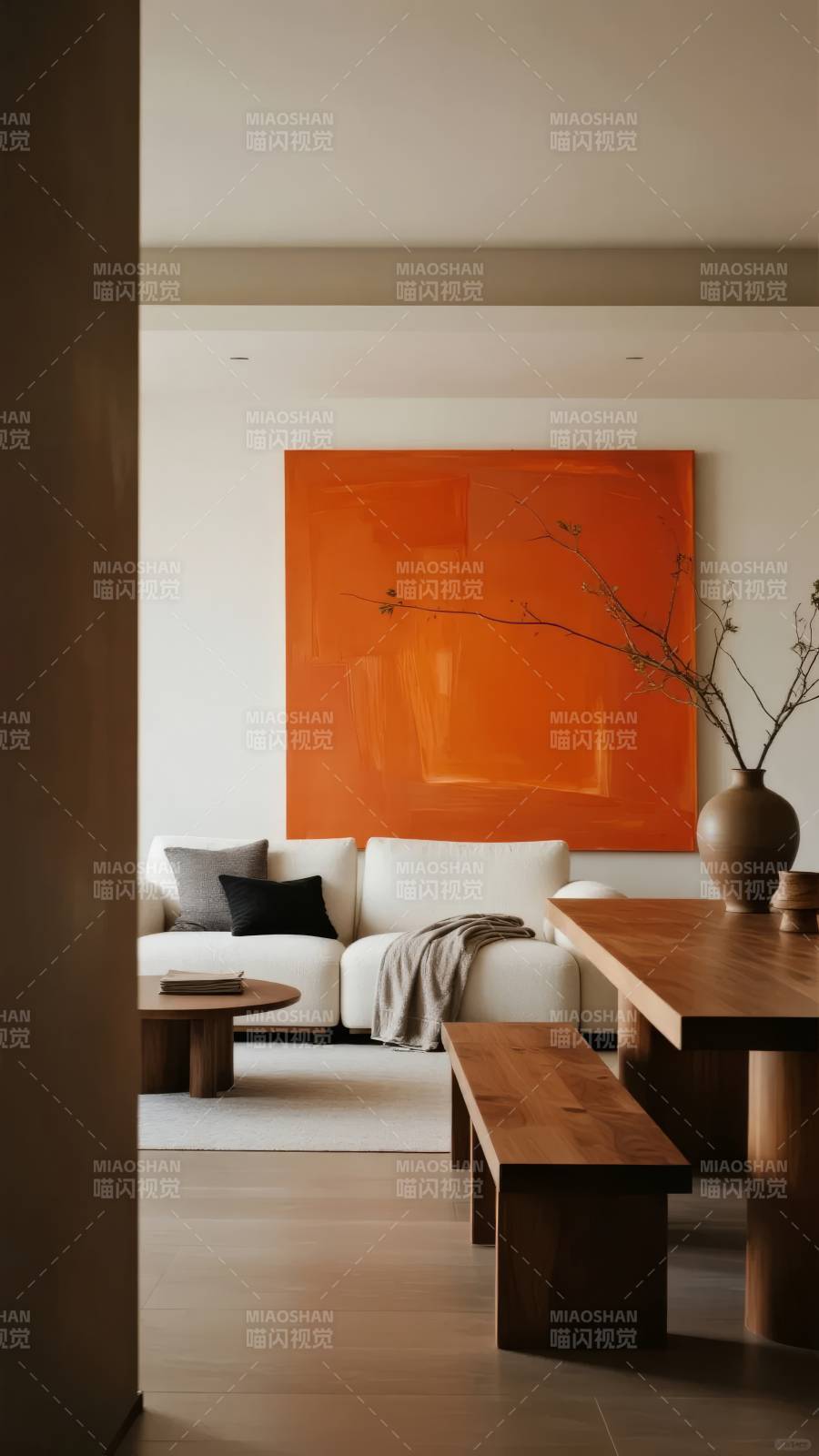 橙色艺术客厅设计图片