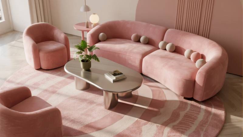 粉色梦幻客厅图片