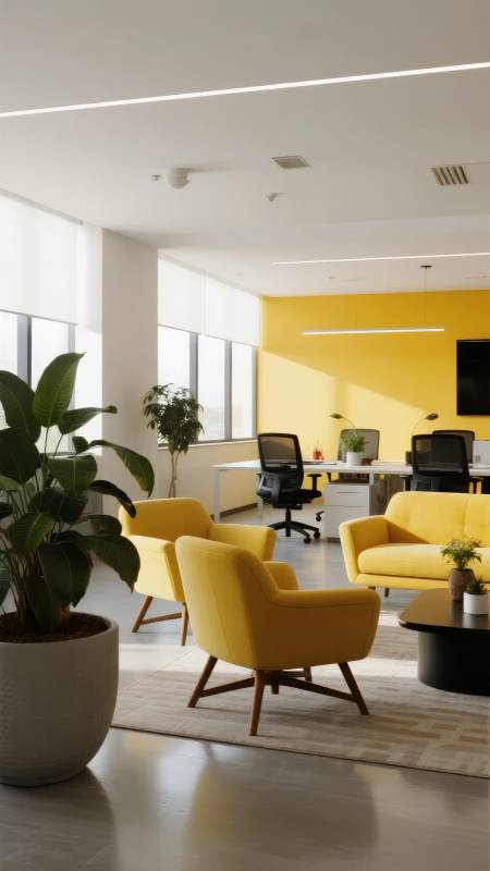 明亮黄色办公空间图片