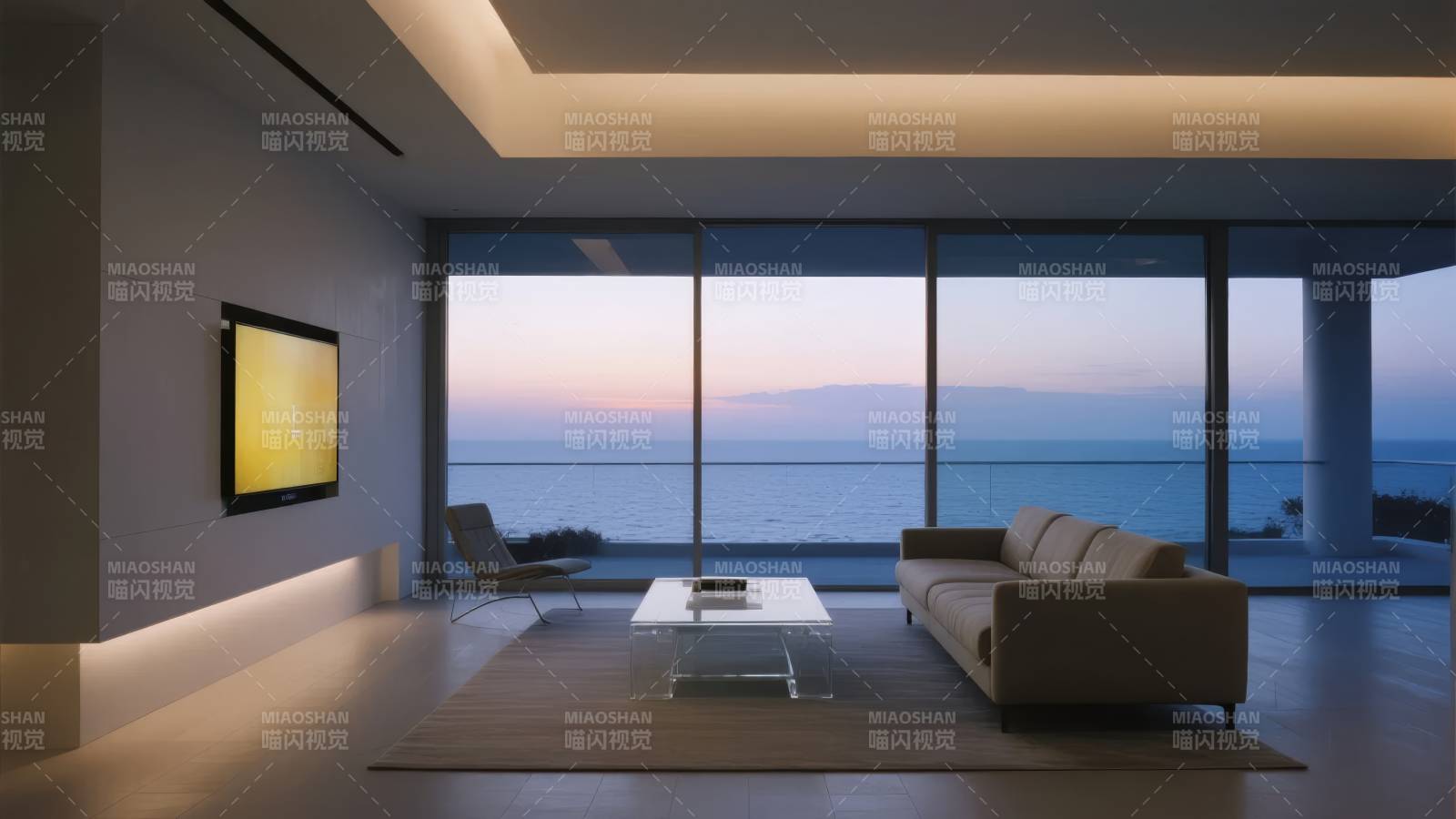 海景客厅夜景图片