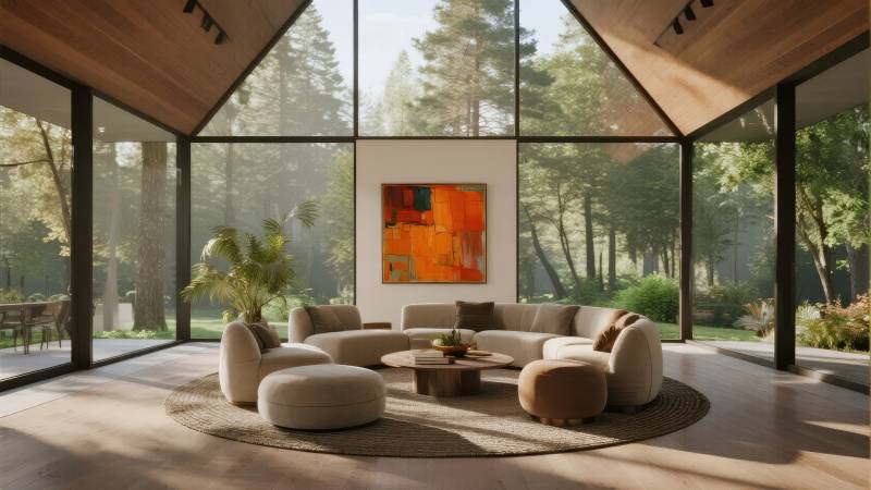 森林中的现代客厅图片