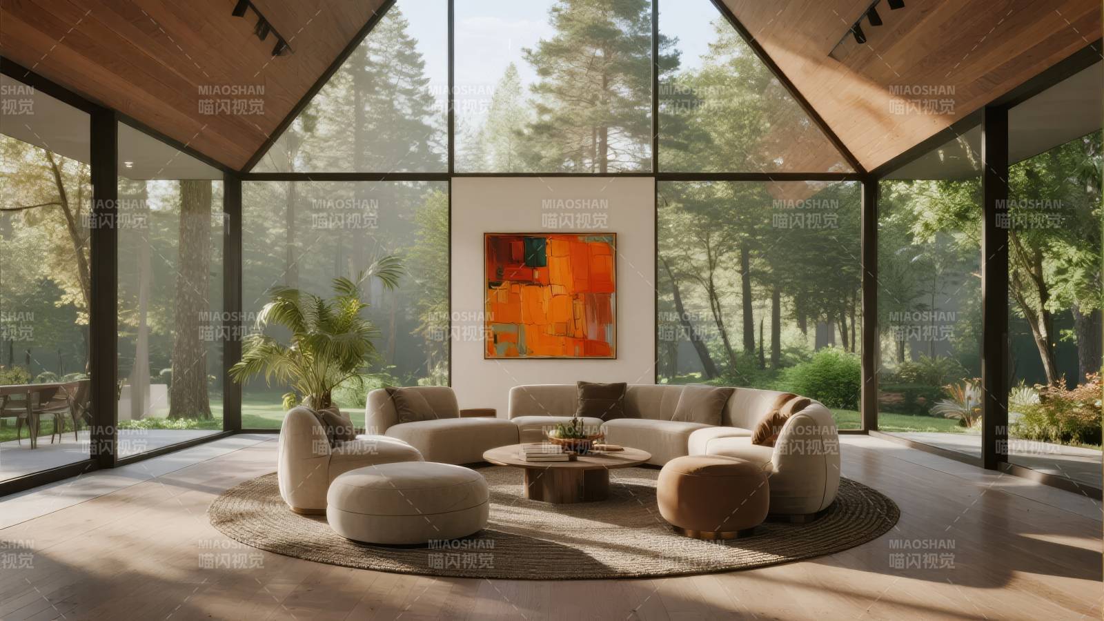 森林中的现代客厅图片