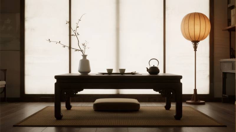 禅意茶室静谧时光图片