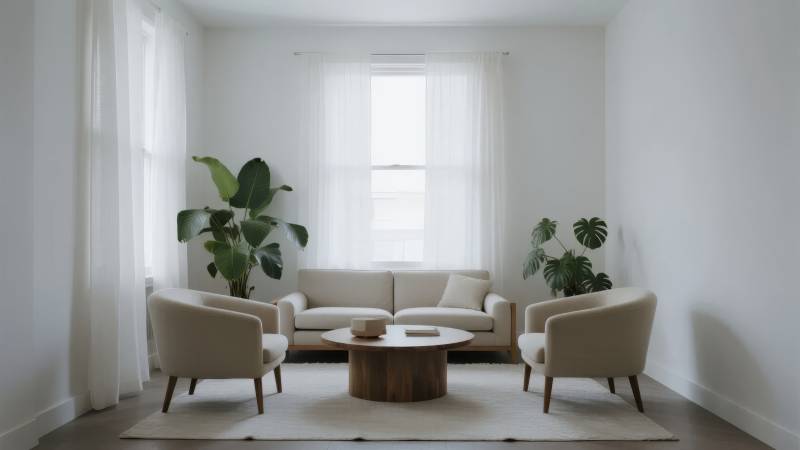 简约客厅绿植点缀图片