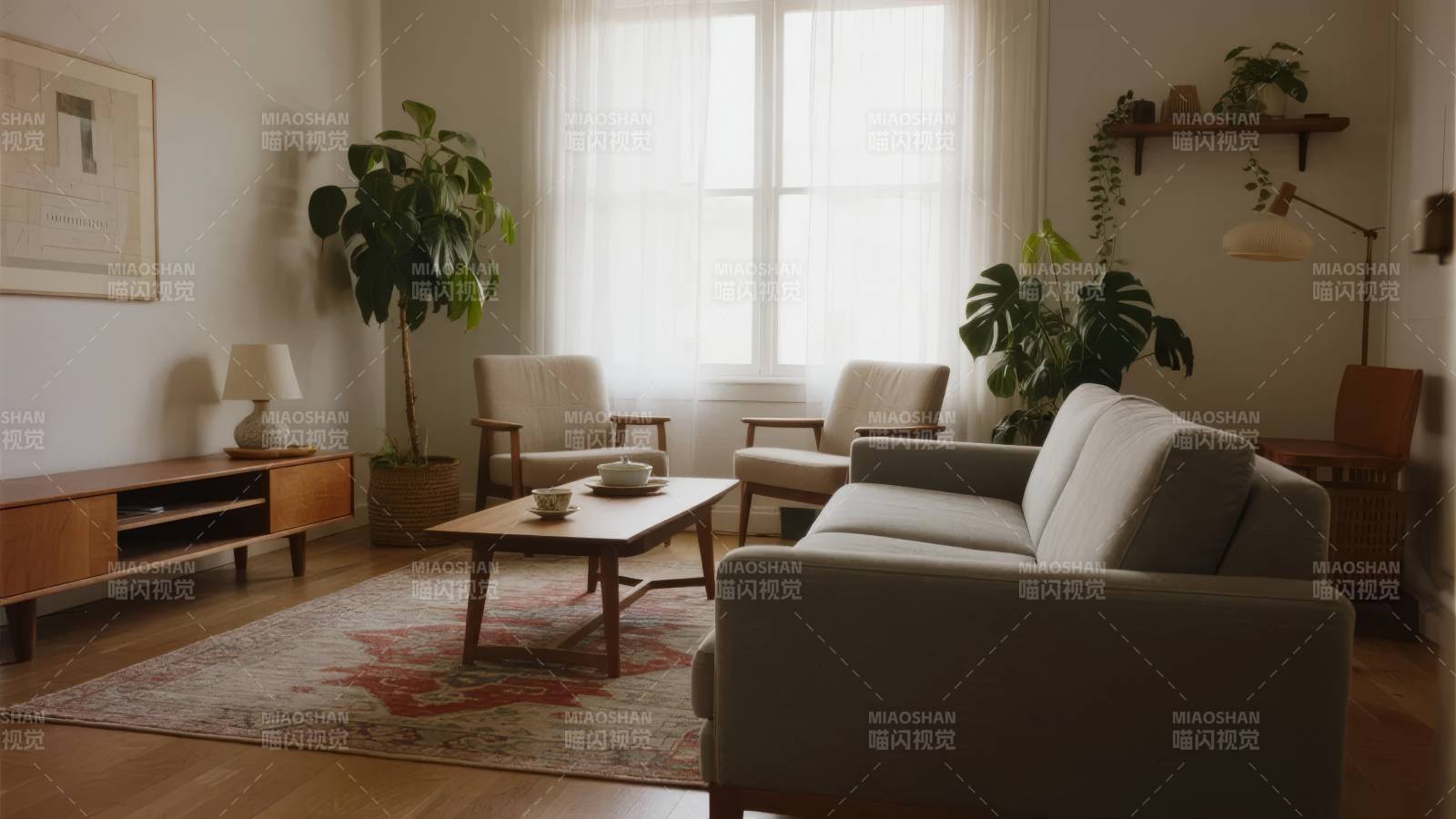 温馨现代客厅一角图片