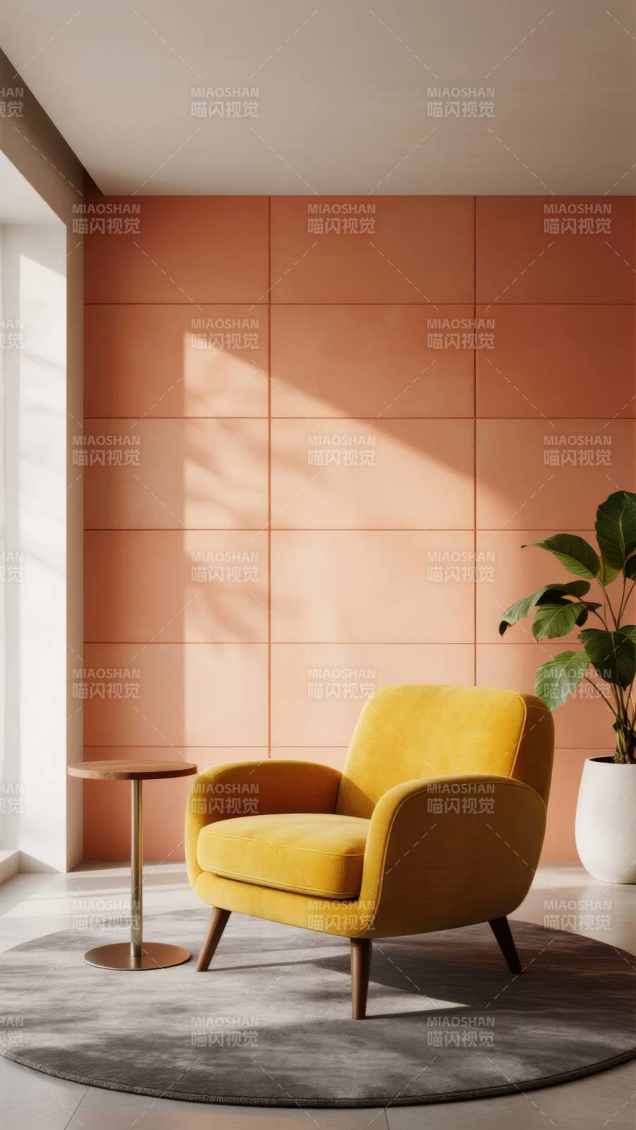 暖阳下的黄椅静谧图片