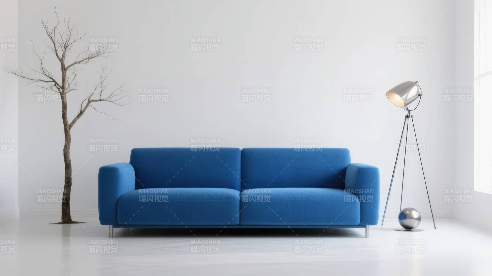 蓝色沙发简约风图片
