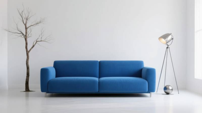 蓝色沙发简约风图片