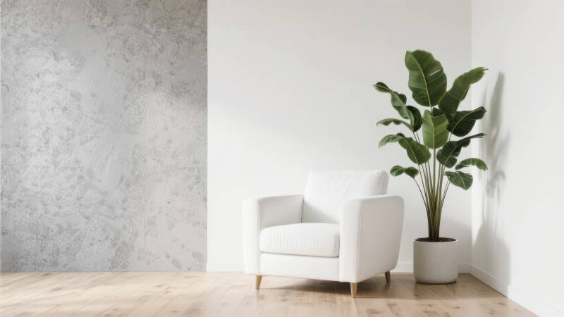 简约客厅绿植一角图片