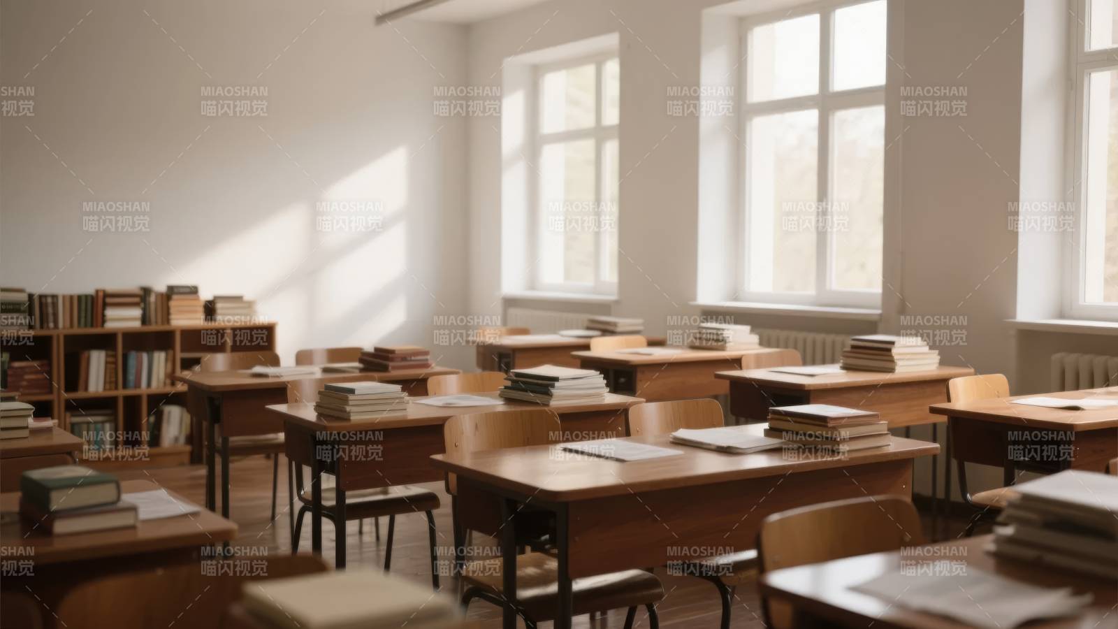 阳光洒满的教室图片