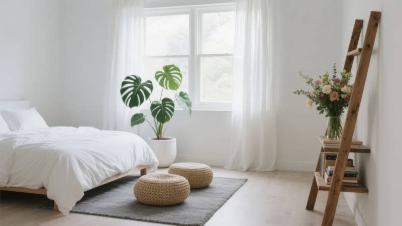 简约卧室绿植装饰图片