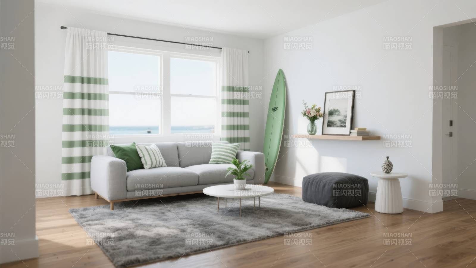 简约客厅海景风光图片