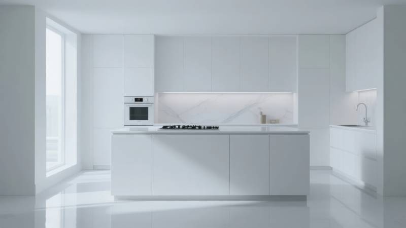 极简白色厨房设计图片