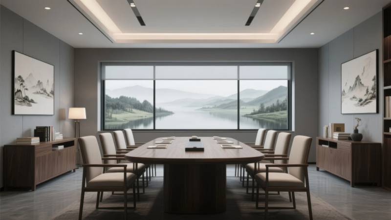 现代会议室全景图片