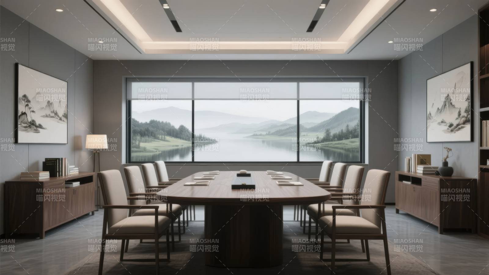 现代会议室全景图片