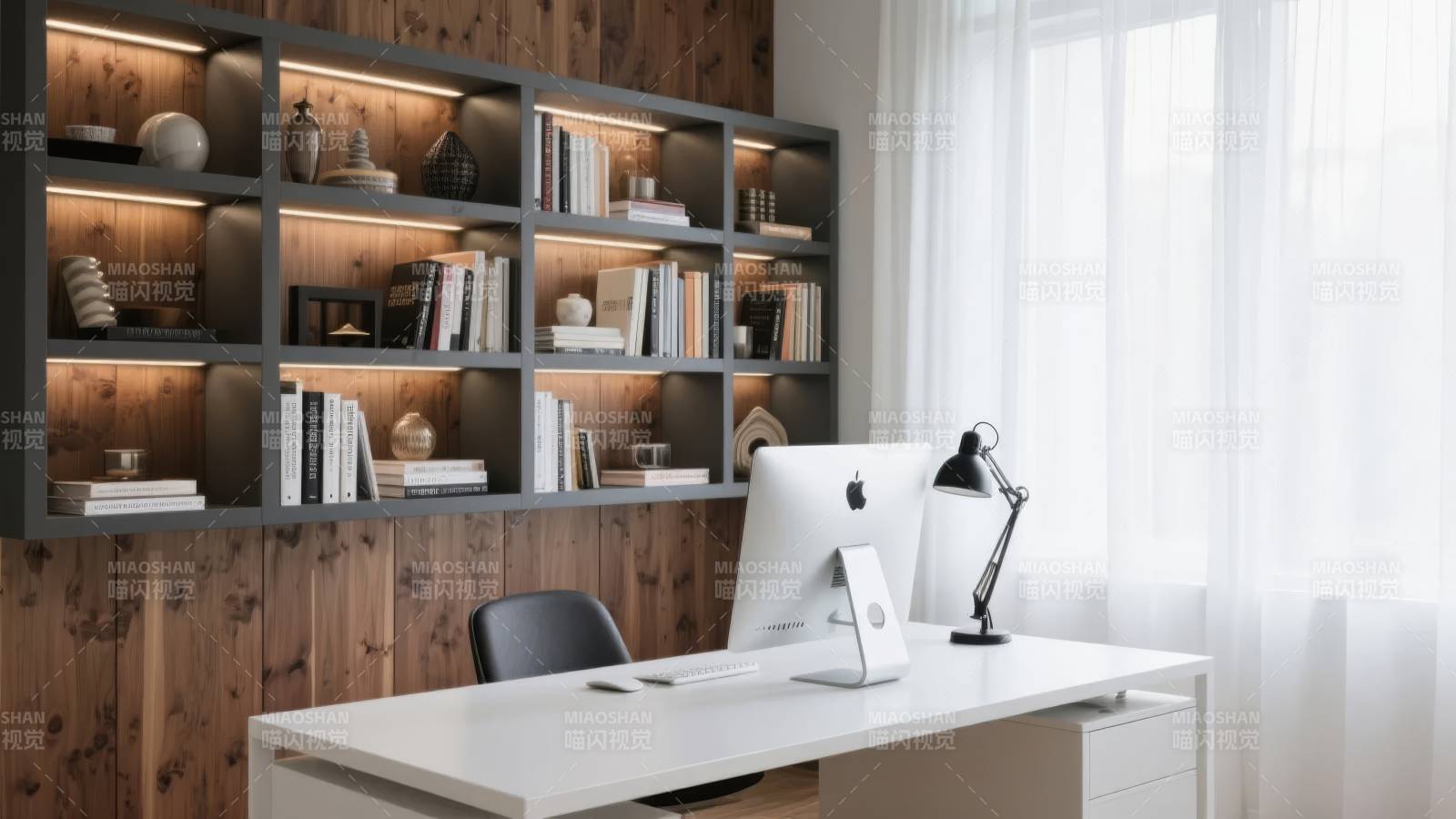 现代书房工作区图片