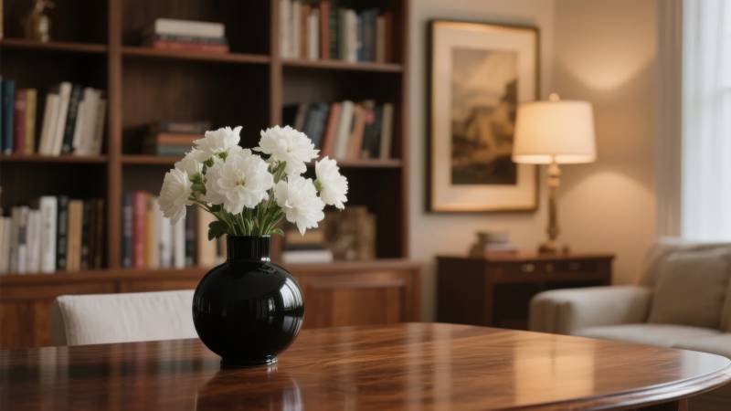 花瓶中的白花图片