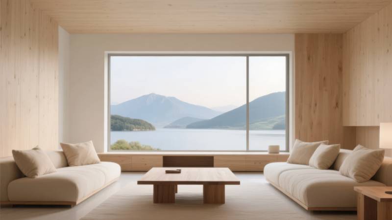 湖景木屋客厅图片