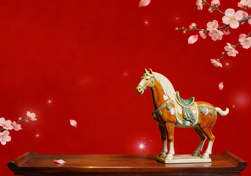瓷马迎春图片