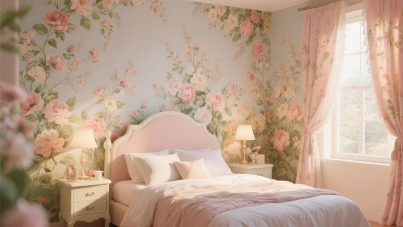 浪漫花墙卧室图片