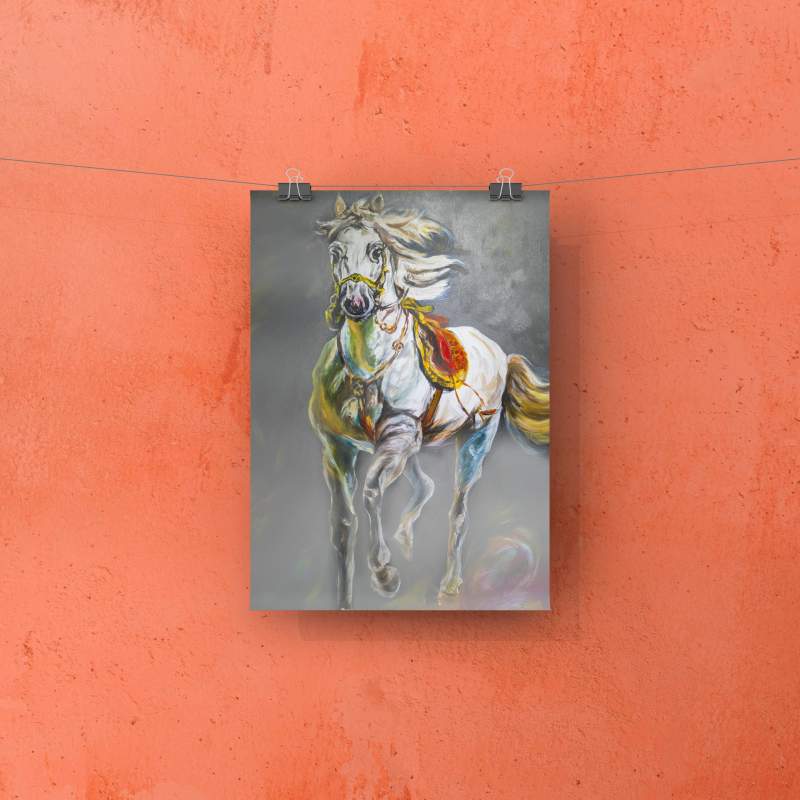 丙烯颜料骏马图图片