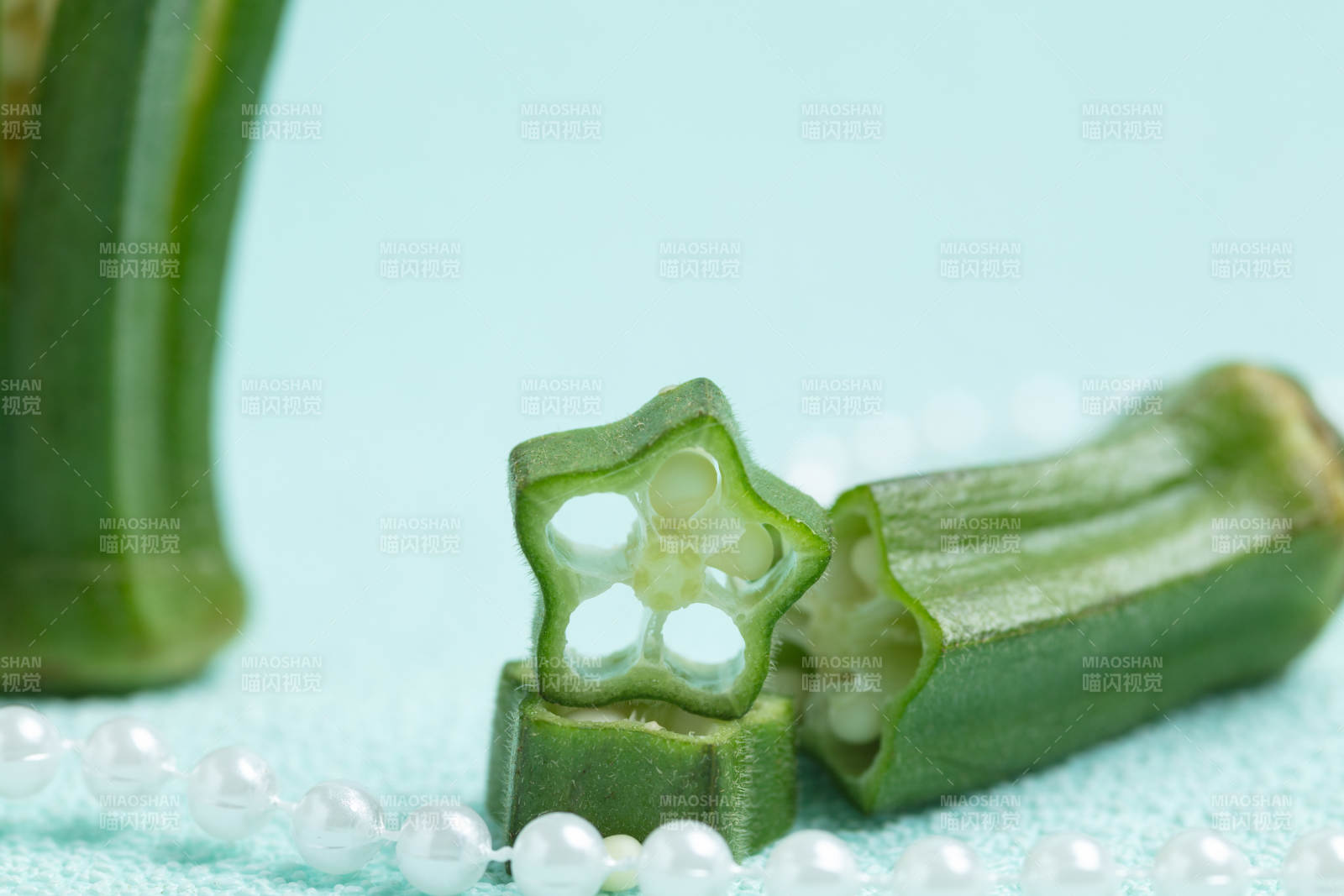 秋葵切片特写图片