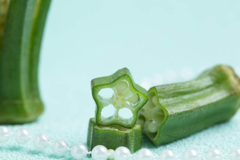 秋葵切片特写图片