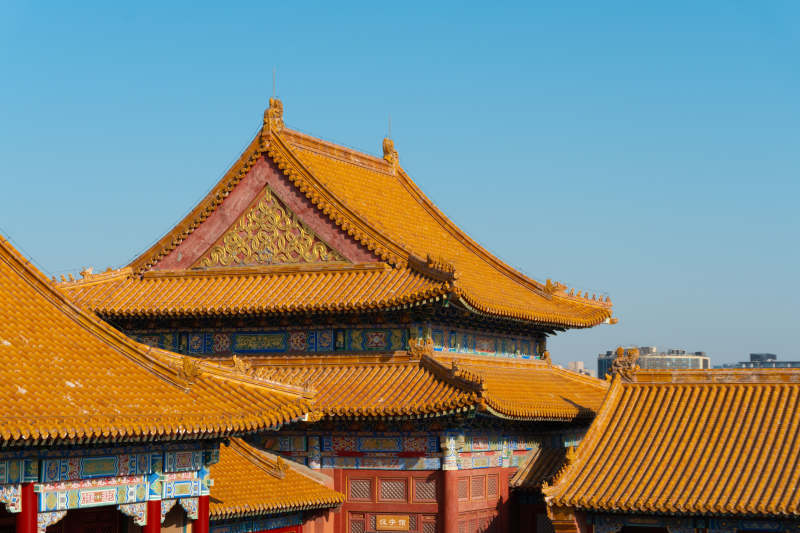 故宫金顶映蓝天图片