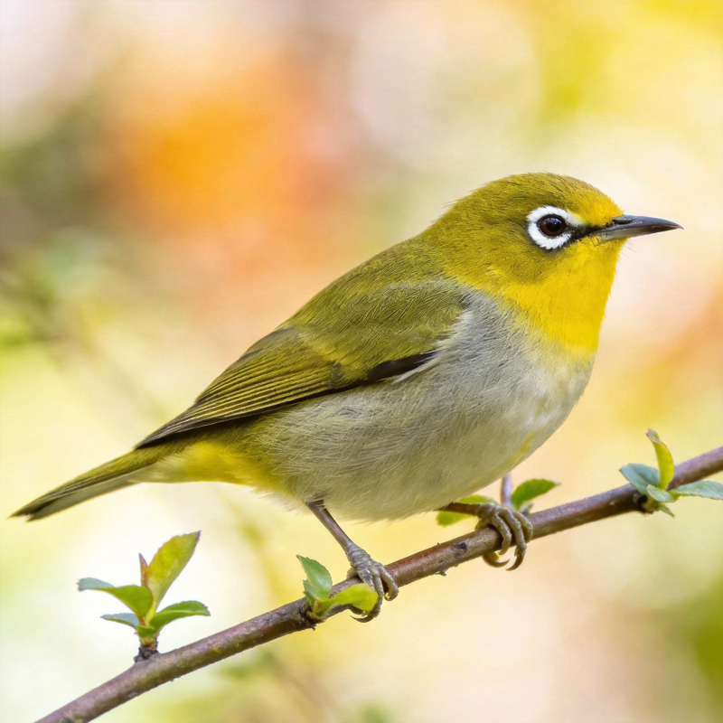 黄腹绣眼鸟栖枝头图片